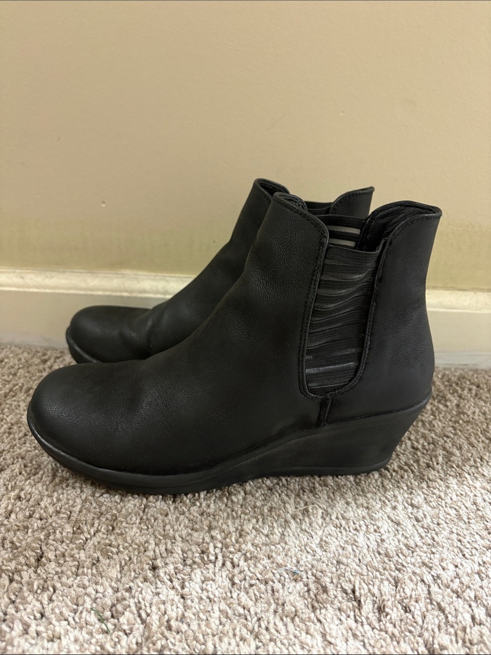 Skechers Black Wedge Chelsea Booties
